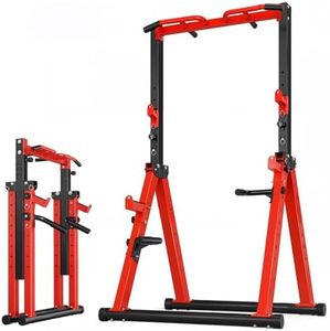 HOTCAMP Foldable Pull Up Bar Free Standing, Adjustable Height, Red