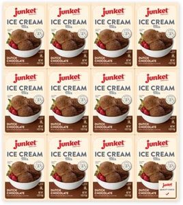 Junket Chocolate Ice Cream Mix: Makes 12 Quarts Old Fashioned Homemade Ice Cream for Ice Cream Maker or Hand Stir - Just Add Milk and Cream, Chill, and Enjoy. Quick and Easy! 4 oz Box of Powdered Ice Cream Starter Mix (Pack of 12)