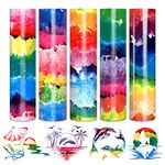 Tintnut Watercolor Heat Transfer Vinyl Iron-on Sheets - 5 Colors 12×12 inch HTV Vinyl for T-Shirt, Fabric, Clouds Mutilcolor HTV Bundle DIY T-Shirt for Cricut Silhouette Cameo