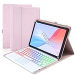 MePadKey Universal Touchpad Keyboard Case for 9.7,10.1,10.2",10.5",10.9",11" Tablet, Rainbow Backlight TrackPad Keyboard with Type-C Charging Port fit 9.7-11.0 inch Android/iOS/Windows (Pink)