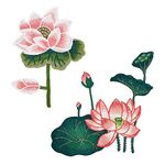 HOBBIESAY 2Pcs 2 Style Lotus Flower Fabric Patches Handcrafted Embroidery Pieces Lotus Pod Pattern Cloth Sew on Appliques for Clothes Backpacks T-Shirt Jeans Skirt Decoration