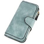 KELEEL Ladies Wallet Women Leather Clutch Purse Credit Card Coin Holder Bifold, Green, 7.68 x 1.18 x 3.94 inch, Classic