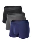 Separatec Men's Bamboo Rayon Underwear New Series Trunks for Men with Dual Pouch Ultra Soft Comfort Cool Breathable Boxer Shorts 3 Pack(M,Navy Blue/Black/Dark Gray)