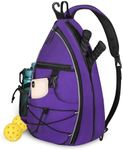 Goloni Pickleball Sling Bag for Men Women, Lightweight Pickleball Backpack with Fence Hook, Large Capacity Pickleball Bag with Anti-Theft Pocket, Water-Resistant for Tennis Padel Sports,Purple