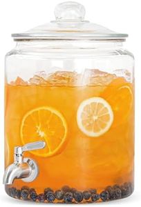 Ilyapa 1.5 Gallon Apothecary Beverage Dispenser with Lid - 3 Piece beverage dispenser, jar, spigot, lid - Beverage Dispenser for Parties, Lemonade, Tea, Cold Water