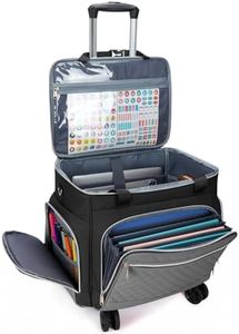 Amythe 2025 Rolling Teacher Tote Bag with Accordion File Organizer, 5 Wheels Laptop Briefcase with 15.6" Laptop Compartment, Wheeled Bag for Work, Office, Craft-Black