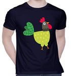 CreativiT Graphic Printed T-Shirt for Unisex Mast Chicken Tshirt | Casual Half Sleeve Round Neck T-Shirt | 100% Cotton | D00585-169_Navy Blue_XX-Large