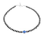 NEMICHAND JEWELS Pure 925 Silver Evil Eye Nazariya Anklet Payal for Women (1PC) (Black)