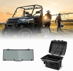 KEMIMOTO Rear Window and 21L/5.5Gal UTV Bed Storage Box Compatible with Polaris Ranger XP 1000/Crew 2017-2024, Ranger 1000/Crew 2020-2024, Polaris Ranger XP 900/Crew 2013-2019 Replace#2879013