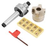 Face Mill Cutter Set, MT2-FMB22 Face Mill Holder + 400R 50mm CNC Lather End Milling Cutter + 10pcs APMT1604 Carbide Inserts and T15 Wrench with box for CNC Machines, Plate Cutting