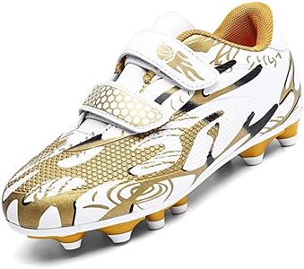 Unitysow FG/AG Football Shoes Boys Football Boots Spike Cleats Kids Low Top Professional Athletics Training Shoes Girls Outdoor Sports Turf Football Shoes Size 28-38, Weiße, 11.5 AU