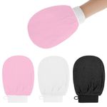 Exfoliating Gloves, 3Pcs Body Scrub Glove Bath SPA Exfoliating Mitts, Dual-Sided Deep Clean Exfoliation Scrubbing Mitt, Dead Skin Remover Glove Deep Body Scrubber for Women and Men(Pink)