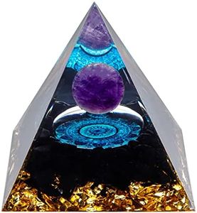 Orgone Pyramid, Amethyst Healing Crystal Pyramid and Orgonite Healing Stones, Protection Crystals Energy Generator for Yoga, Meditation, Stress Reduce (Mandala)