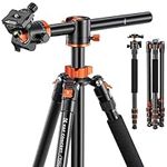 K&F Concept 74 inch Camera Tripod,Professional Center Axis Horizontal Tripods with Detachable Monopod,360 Degree Ball Head,Quick Release Plate Compatible with DSLR Cameras T254A6+BH-28L(SA254T3)
