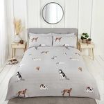 Rapport Home Dog Duvet Cover Set - Pawsome Reversible Microfibre Single Grey Bedding Set