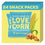 LOVE CORN Salt & Vinegar Crunchy Corn Snack 20g x 24 Bags – Healthy Snacks Ideal for Gluten Free & Vegan Diets – Low Sugar Alternative for Crisps, Mixed Nuts & Pretzels – Perfect To Graze On