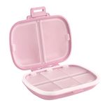 Pill Box, Travel Pill Organisers, Portable Medicine Storage Box,Wheat Small Pill Dispenser with 8 Compartments for Purse.Waterproof White and Green Pill Case Pink