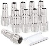 GASHER 10 Piece Industrial Air Coupling with 1/4" MNPT, 3/8" Basic Flow Quick Connect Air Coupler