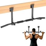ONETWOFIT Joist Mount Pull Up Bar, Ceiling Mounted Chin Up Bar Adjustable Height for Home Gym, Heavy Duty, Multi Grip, 42" Wide, up to 350LBS (Black)