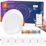 DUSKTEC Smart Downlights for Ceiling 6 Pack, APP & Alexa Controlled LED Spot Lights 7W, Warm White to Daylight Dimmable Spotlights Bluetooth 240V, 68-80mm Cut Out, IP44 Recessed Ceiling Lights