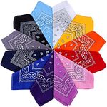 Anpro 12PCS Bandanas Blind Unisex Handkerchief, Headband, Neck Scarf, Decoration Retro Style Multicolor Multifunction for Man and Woman, Child -12 Colors 55 * 55cm