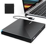 PeroBuno External CD DVD +/-RW Drive USB 3.0 TYPE C Portable CD/DVD Player Burner Reader Writer Optical CD ROM Disk Drive for Laptop Desktop PC iMac MacBook Pro/Air Windows 11/10/8/7/XP Linux Mac OS