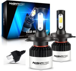 NIGHTEYE H4 Hi/Lo Beam LED Headlight Bulbs,High Brightness 100W 12000Lumens 6500K Xenon White Extremely Bright COB LED Chipsets HB2 9003 Headlight/Fog-Light Conversion Kit(Pack of 2) (H4)