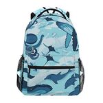 Dolphin Octopus Whale Fish Backpack Bookbag for Boy Girl Large Travel Laptop Shoulder Bag for Women Men