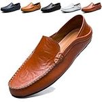 MCICI Loafers Mens Premium Leather Penny Shoes Fashion Slip On Driving Shoes Casual Flat Moccasin,Brown,10 US