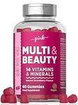 Womens Multivitamins Gummies | Hair, Skin and Nails Vitamins for Women | with Biotin, Zinc, Vitamin C & More! | 60 Vegan Gummies - Natural Strawberry Flavour | by PINK