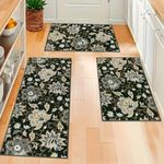 Homcomoda Boho Kitchen Rug Sets 3 Piece with Runner Non Slip Kitchen Floor Mats Washable Kitchen Rugs and Mats Floral Kitchen Carpet Runner Rugs for Kitchen Laundry Hallway