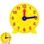 MEKEET 1PCS Teaching Clocks for Children Yellow Kids Clock learn to tell the time clock 24-Hour Time Teaching & Demonstration Clock Telling The Time Clock for Kids Diameter 10cm for Ages 4+