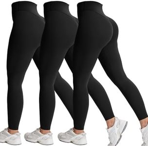 Aoxjox High Waisted Workout Leggings for Women Tummy Control Buttery Soft Yoga Metamorph Deep V Pants 26" (Black 3 Pieces Pack, Medium)
