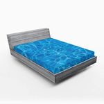 Lunarable Pale Blue Fitted Sheet, Aquatic Picture Pool Surface Clear Water Reflection Vibrant Summer Theme, Bed Cover with All-Round Elastic Deep Pocket for Comfort, King Size, Blue Pale Blue