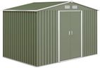 Outsunny Abri de Jardin en métal 5,4 m² cabane de Jardin 277 x 195 x 192 cm cabanon Rangement Outils avec Fondation, Porte coulissante verrouillables et 4 aérations - Vert Clair