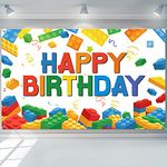 TARGI Building Blocks Birthday Backdrop Color Bricks Photography Background Building Blocks Birthday Party Decorations Cake Table Photo Booth Prop Home Decor