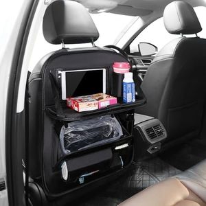 Car Backseat Organizer with Tray, Universal Car Seat Back Table Holder Foldable Trash Bin, Durable Oxford Kick Mats for Kids Back Seat Protector, Car Travel Storage Bag for Food, Tablet, Tissue