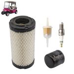 Drive-up EZGO Tune Up Kit for 2008-Up RXV and 2010-Up TXT Gas Golf Cart w/ 4 Cycle Kawasaki Motor with Air Filter Fuel Filter Oil Filter Spark Plug, 13.5 hp Engine Maintenance Kit for EZGO Models