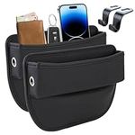 Car Seat Gap Filler Organizer, Premium Leather Car Seat Organizer, Universal Automotive Accessories, Front Seat Storage box for Phones, Keys, Cards, Glasses (Black, 2 Pack)