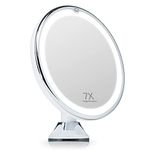 Fancii 7X Magnifying Lighted Makeup Mirror with Natural LED Lights, Locking Suction, Cordless Travel Vanity Mirror (Maya)