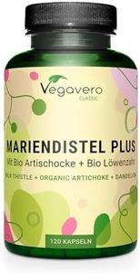 Complesso di Cardo Mariano + Tarassaco BIO + Carciofo BIO | 80% Silimarina | 120 capsule | Depurativo e Disintossicante Fegato | 2,5% Cinarina e 4% Acido Clorogenico | Vegan | Vegavero®
