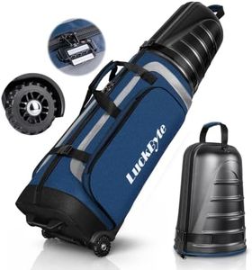 Travel Golf Bag with TSA Lock, Hard Case Top, 1680D Oxford Fabric, Blue | Golf Travel Case, with Oversized Wheels, Reinforced Base, Dual Inner Buckles and Two Large Side Pockets for Club Protection