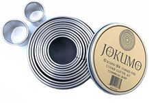 JOKUMO 12 Piece Plain Round Pastry/Cookie Cutter Set Heavy Duty Commercial Grade 18/8 304 Stainless Steel - Metal Marked Size - Perfect for Cooking Enthusiast (12 Pcs Commercial Grade Round)