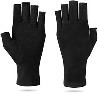 MOMISY Arthritis Gloves Women Men Hand Fingerless Compression Gloves Wrist Support Gloves Relieve Pain from Rheumatoid -1 Pair, BlackSimple, S