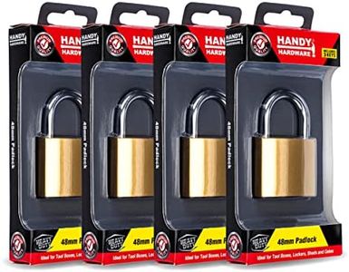 [4PCE] Handy Hardware Heavy Duty Padlocks, Premium Quality, Stainless Steel Shackle, Solid Brass Body and Cylinder, Anti Rust and Cut Resistant, Helps Keep Valuables Safe and Secure - 48mm