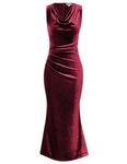 GRACE KARIN Women Velvet Cocktail Dress Sleeveless Wedding Dress Elegant Winter Dress Red Wine Size 10