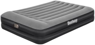 Bestway Queen Airbed, Inflatable Air Mattress for Indoor Use with Electric Pump and Built-In Pillow, Black