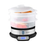 Innoteck Kitchen Pro 3-Tier Steam Cooker with Digital Timer - 9 Litre Cooking Capacity - Electric Vegetable Steamer with BPA Free - Stackable Baskets - 800W 3-Tier