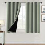 H.VERSAILTEX 100% Blackout Curtains for Bedroom Thermal Insulated Blackout Curtains 45 inch Length Full Light Blocking Window Drapes for Living Room with Black Liner 2 Panels, Light Sage