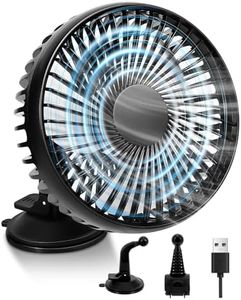 Ventilateur de Voiture 12V, Mini Ventilateur Portable USB avec Support à Ventouse et Support pour Siège Arrière, Rotation à 360°, 3 Vitesses, Puissant et Silencieux, pour Voiture, SUV, Camion, Van